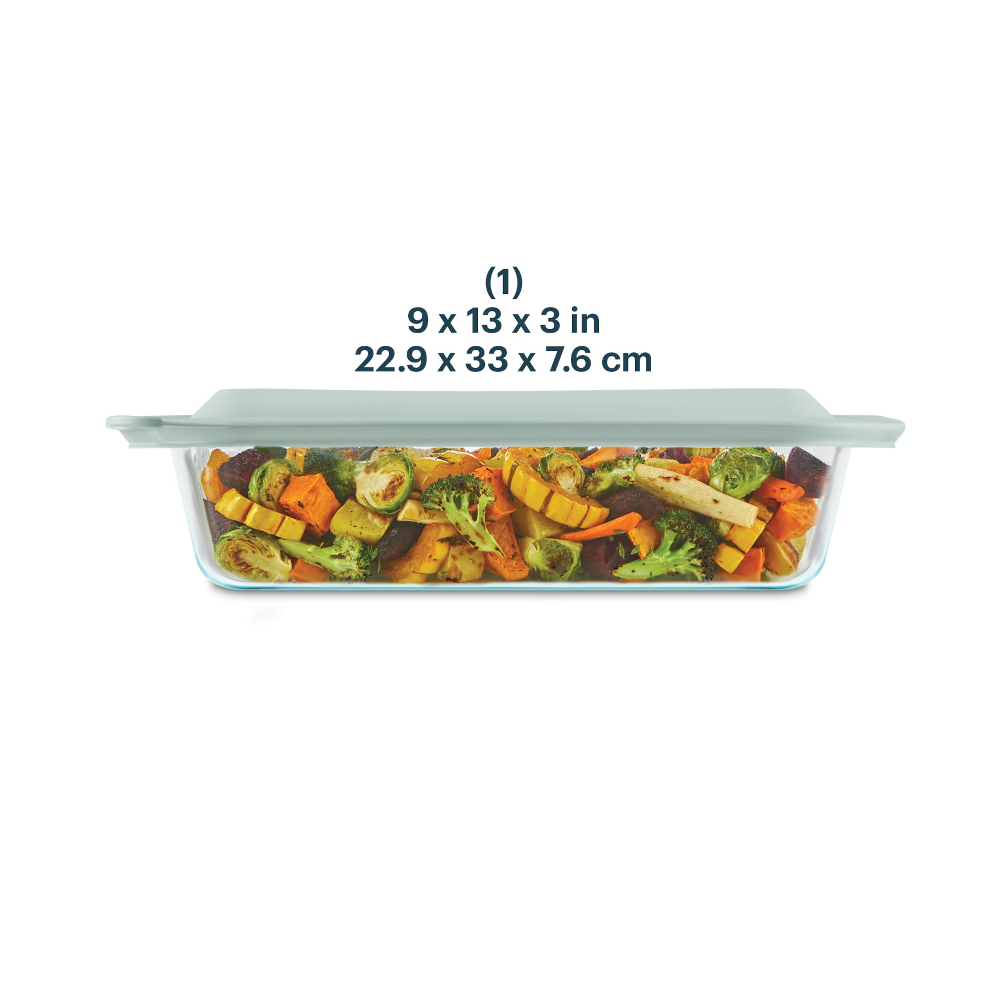 Pyrex® Deep 9 x 13" Rectangular Glass Baking Dish with Sage Green Lid - Image 2