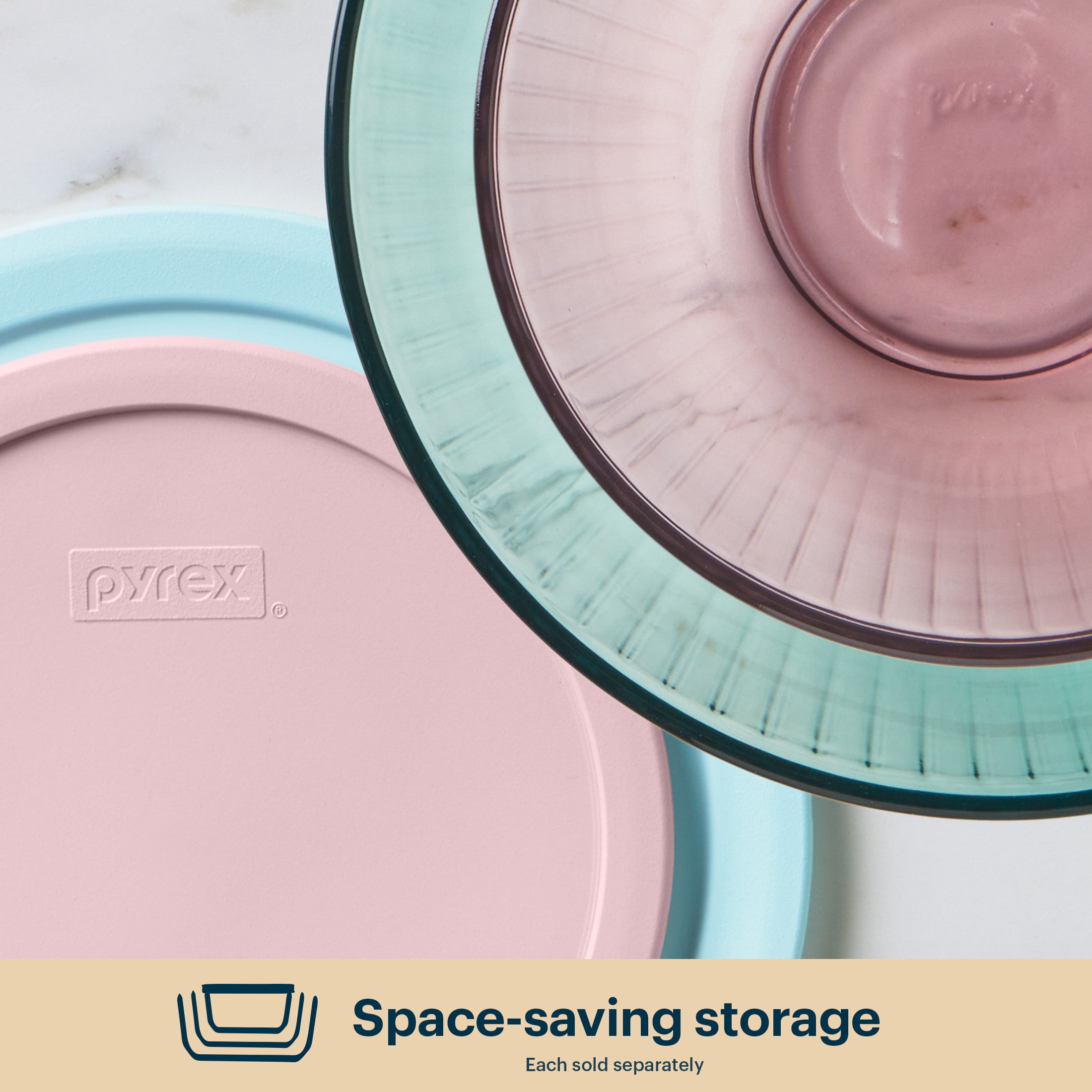 Pyrex® Colors Sculpted Tinted 4.5-quart Mixing Bowl with Lid, Aqua - Image 5