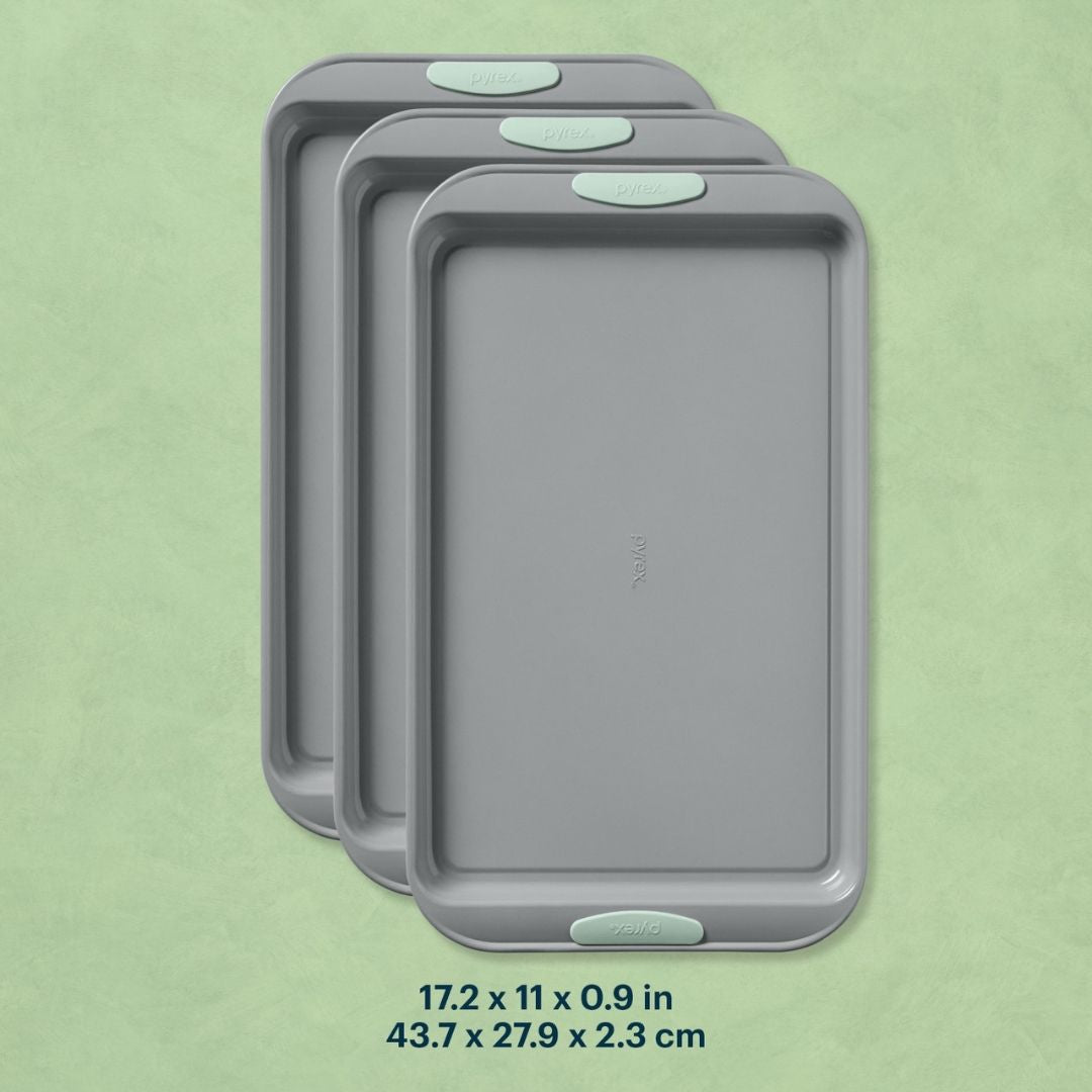 Pyrex® Metal Bakeware 3-Piece Large Cookie Sheet Set in Sage - Image 2