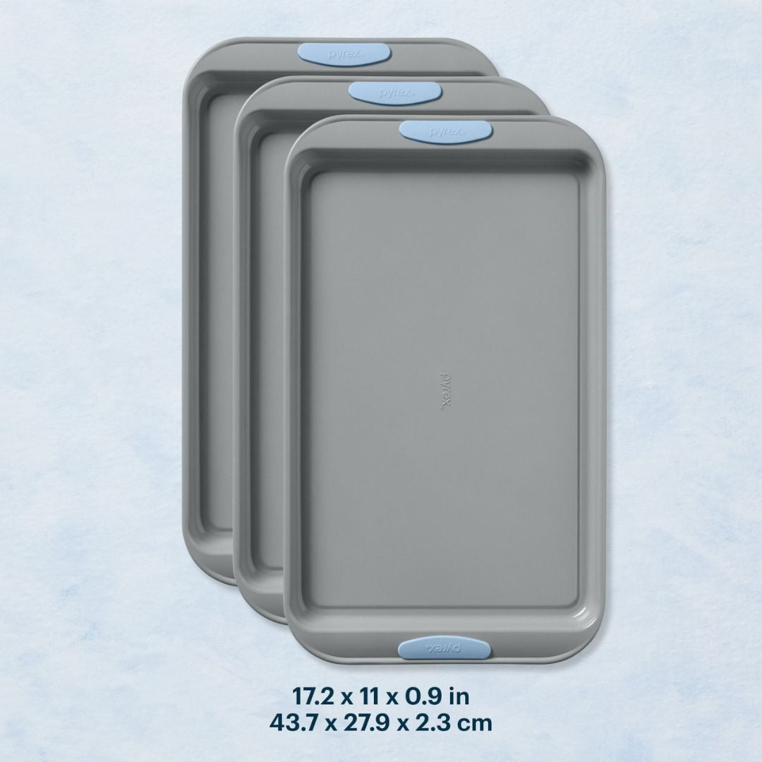 Pyrex® Metal Bakeware 3-Piece Large Cookie Sheet Set in Cerulean - Image 2