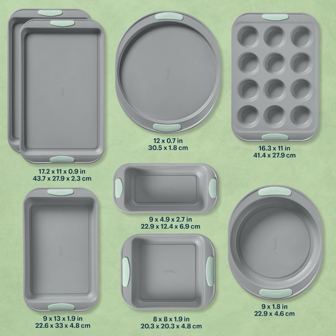 Pyrex® Metal Bakeware 8-Piece Set in Sage - Image 2