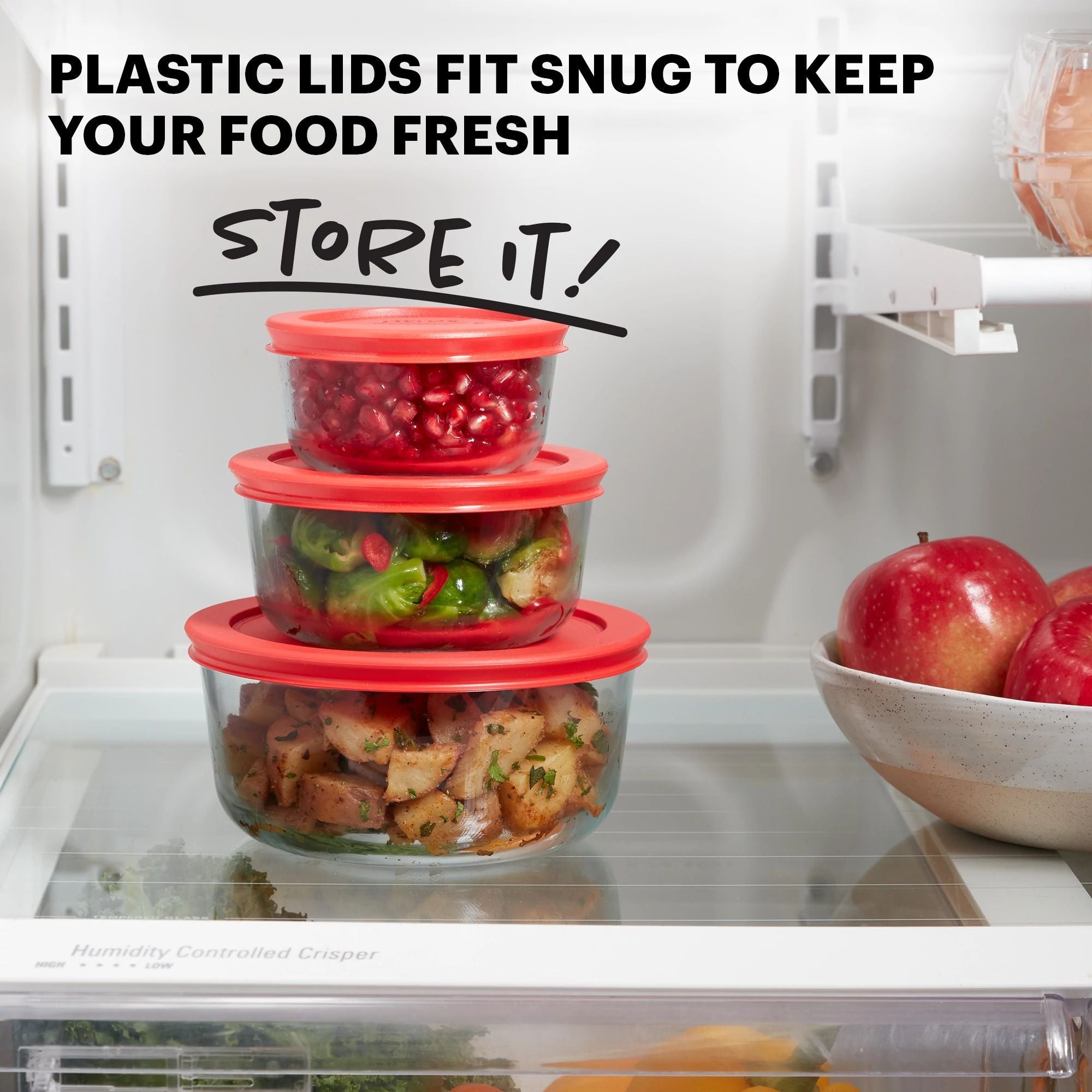 Pyrex® Simply Store® 6-piece Round Glass Storage Set with Red Lids - Image 3