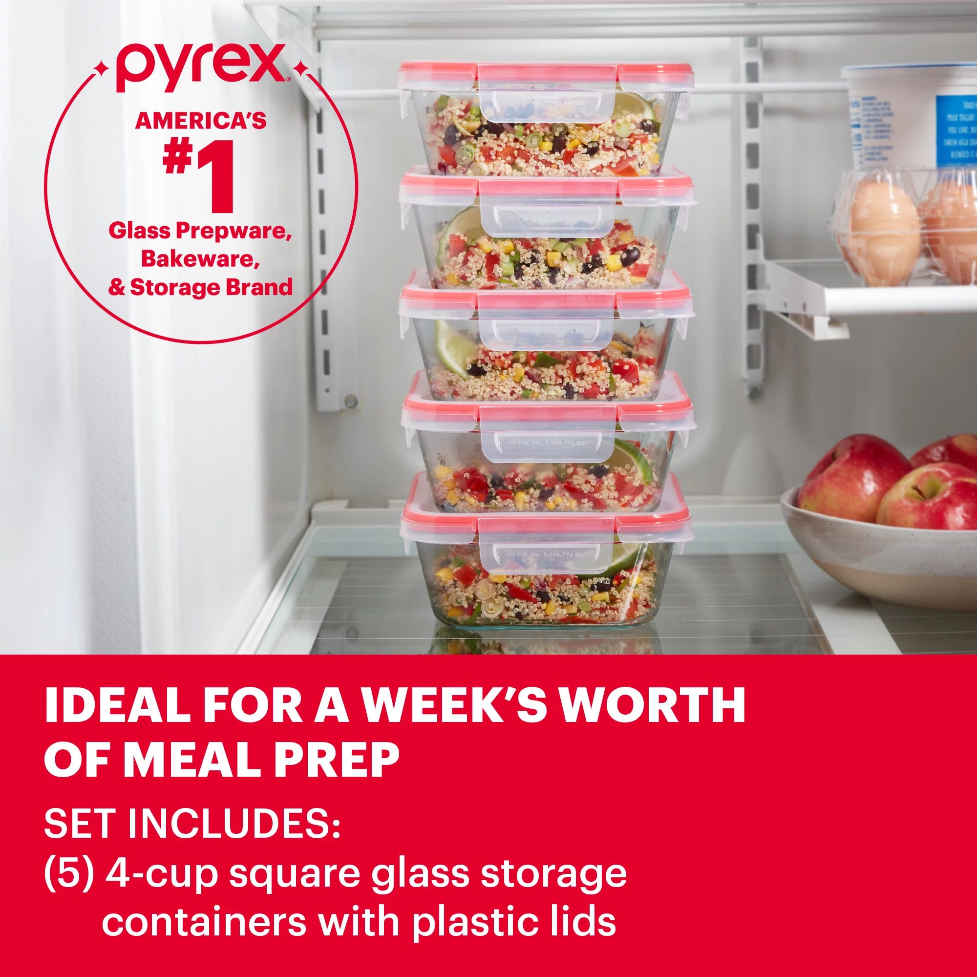 Pyrex® Freshlock™ 10-piece Meal Prep Glass Storage Set - Image 3
