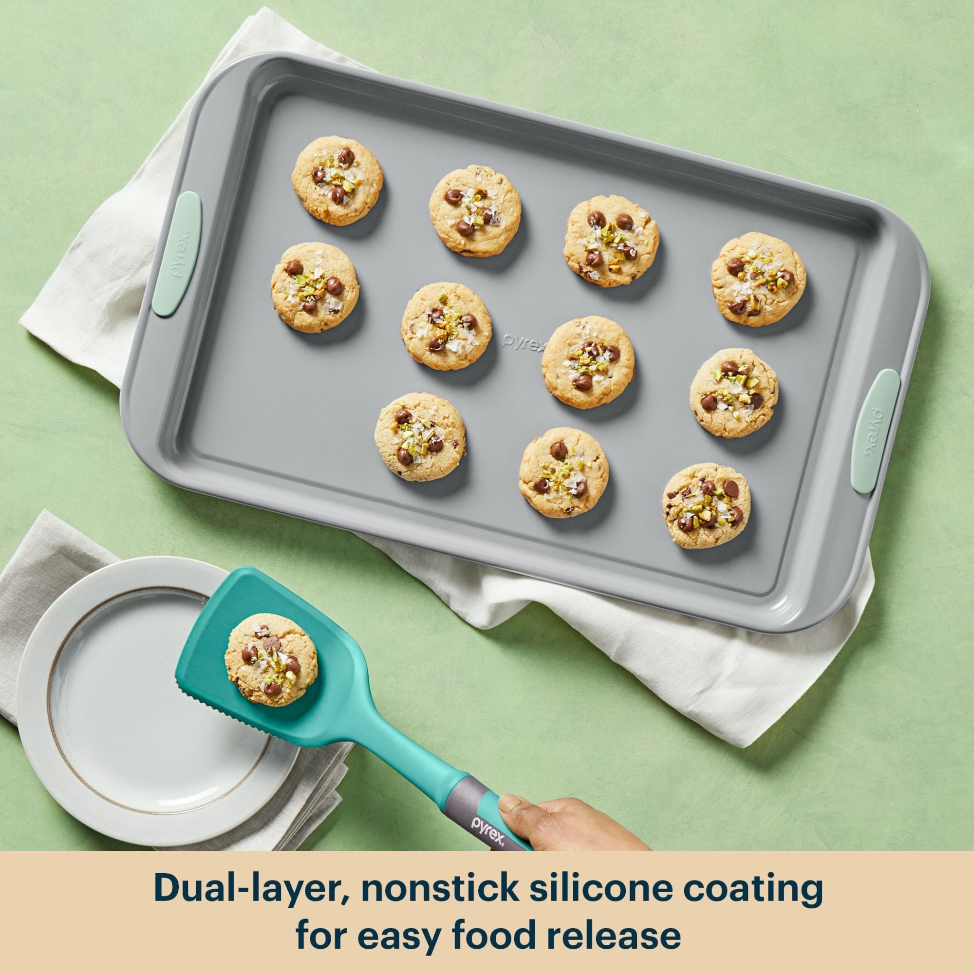 Pyrex® Metal Bakeware 3-Piece Set in Sage - Image 4