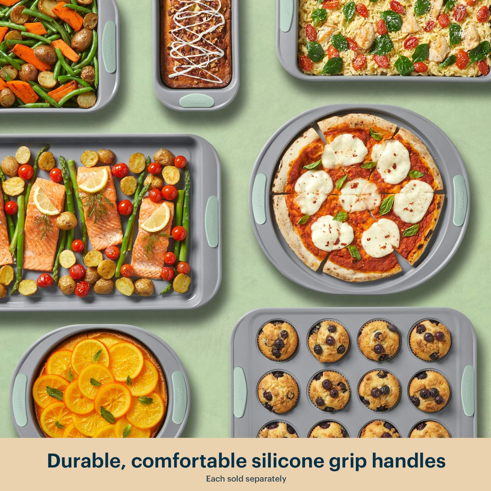 Pyrex® Metal Bakeware 3-Piece Set in Sage - Image 5