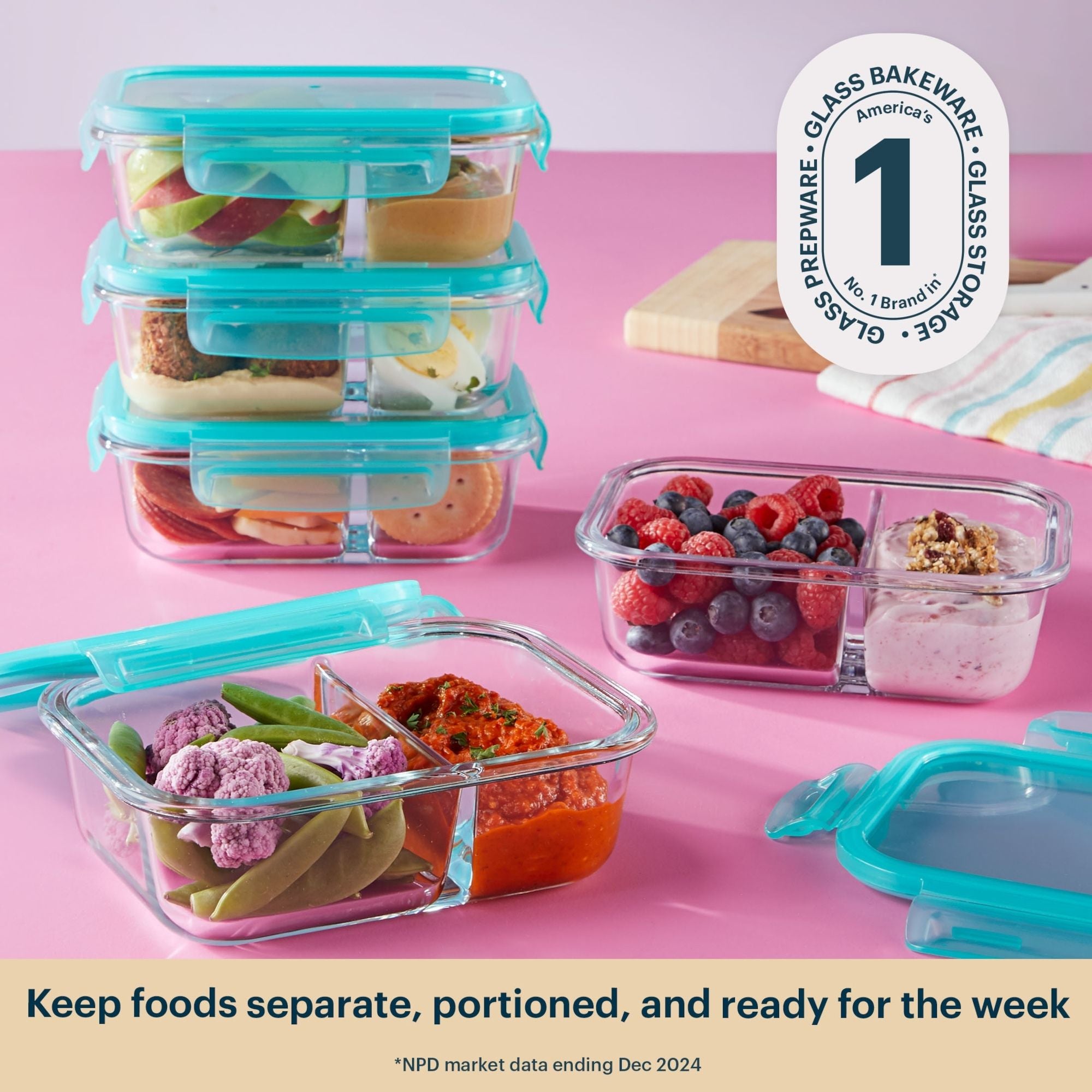 Pyrex® MealBox 10-Piece Divided Storage Set, 2.3 Cup - Image 4