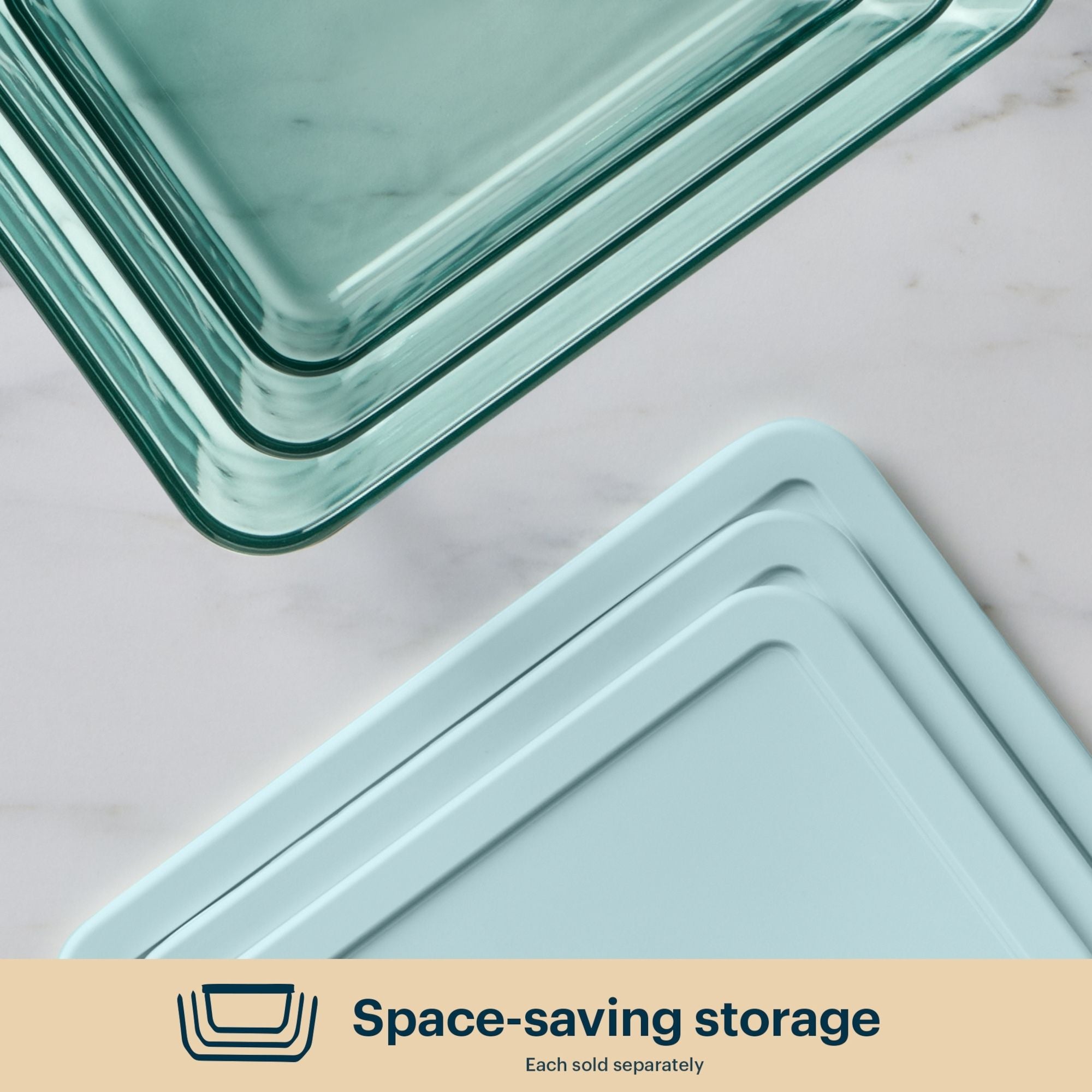 Pyrex® Simply Store® Tinted Glass 11-cup Rectangle Storage Container with Lid, Aqua - Image 6